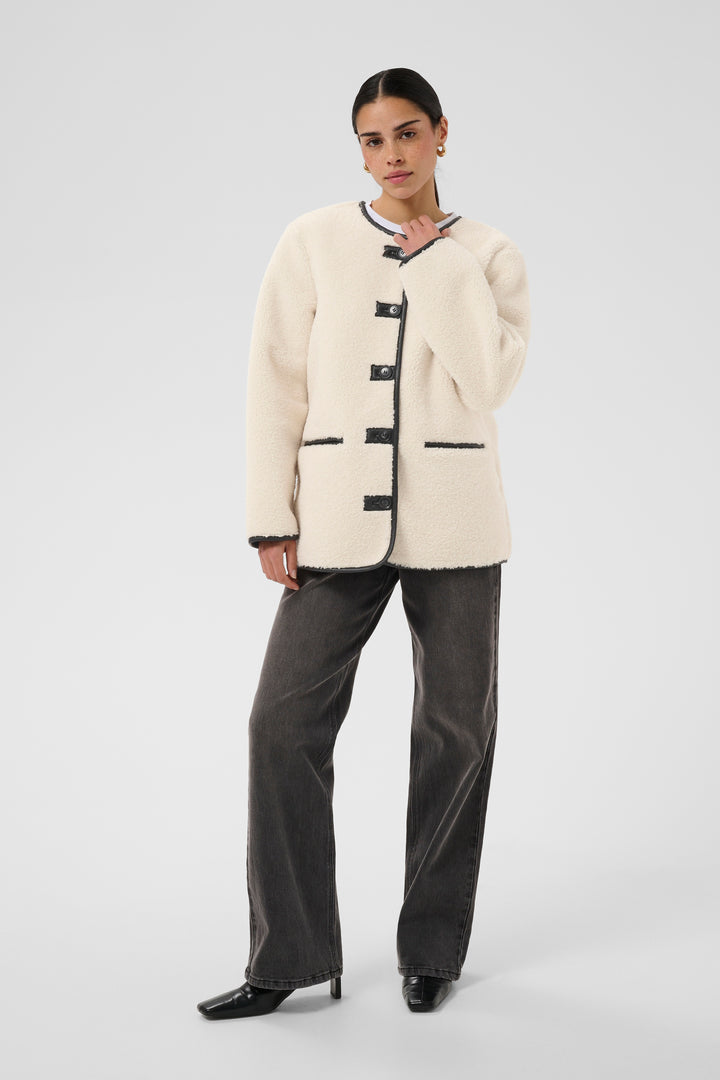 Manteau à bordures contrastantes Sandra - Coupe droite et généreuse
