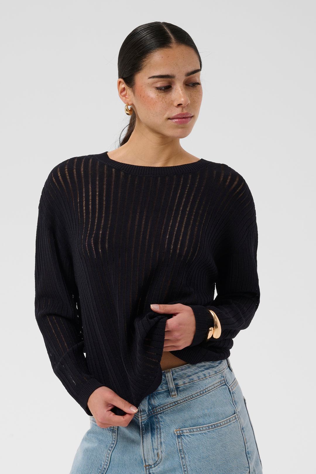 Chandail en tricot de fibres recyclées Abalina - Haut léger à maille