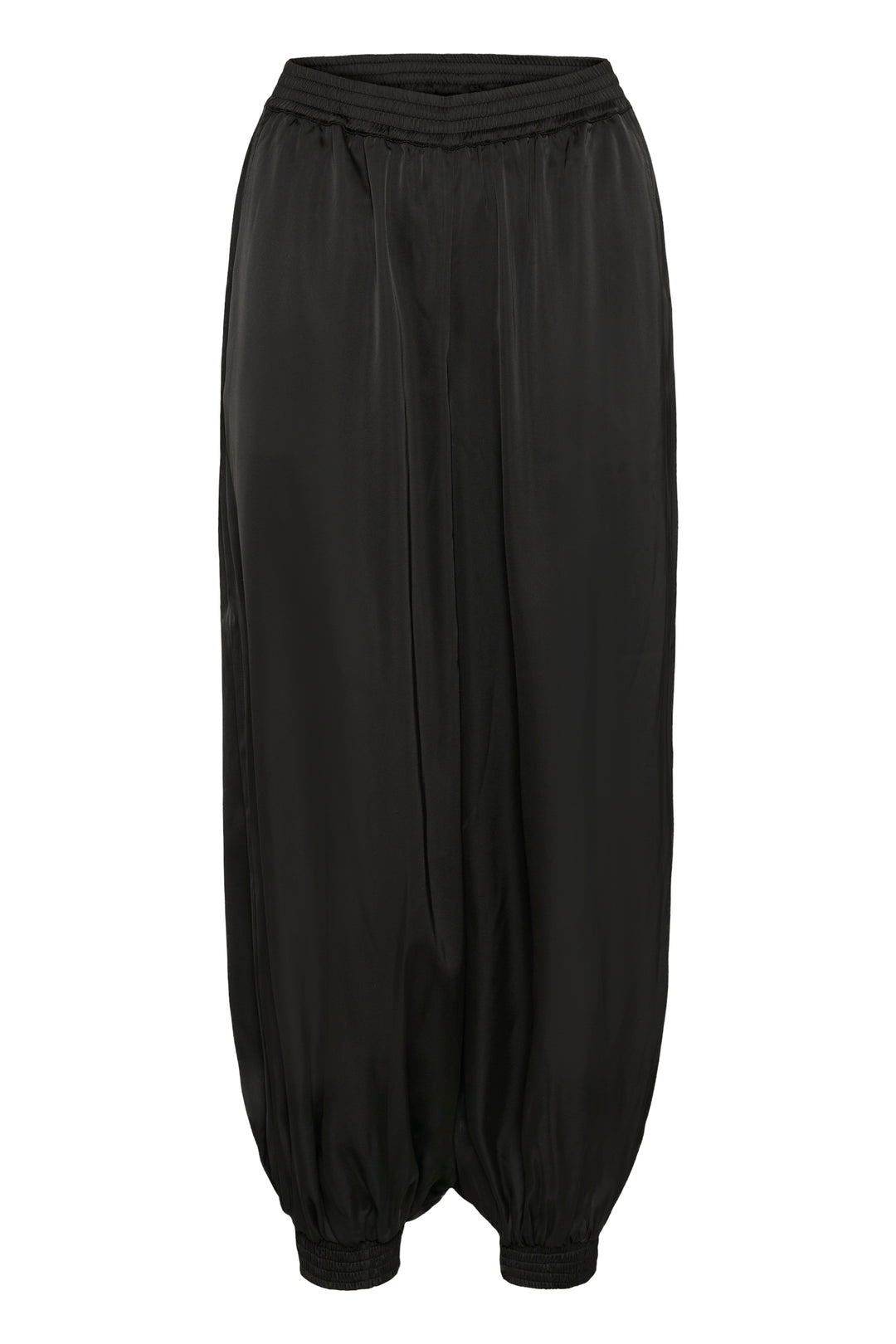 Pantalon fluide satiné Hill - Bas bouffant à taille et chevilles élastiques