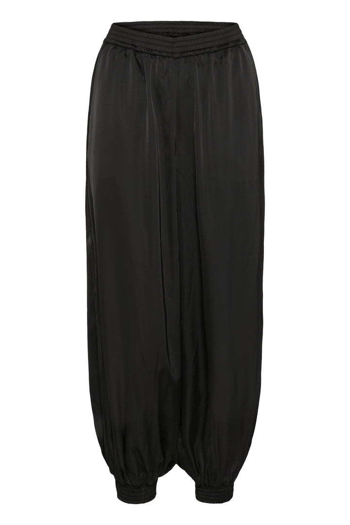 Pantalon fluide satiné Hill - Bas bouffant à taille et chevilles élastiques