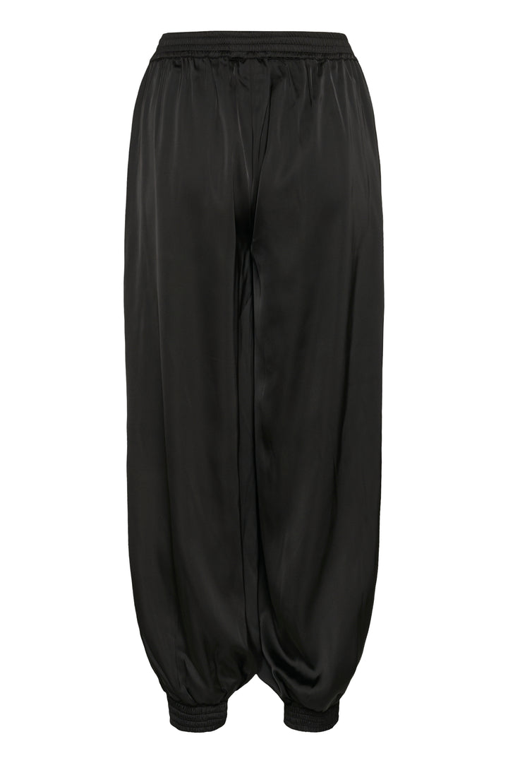 Pantalon fluide satiné Hill - Bas bouffant à taille et chevilles élastiques
