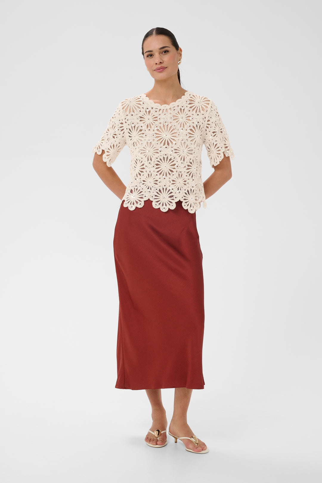 Chandail en crochet fleuri Callista – 100% coton