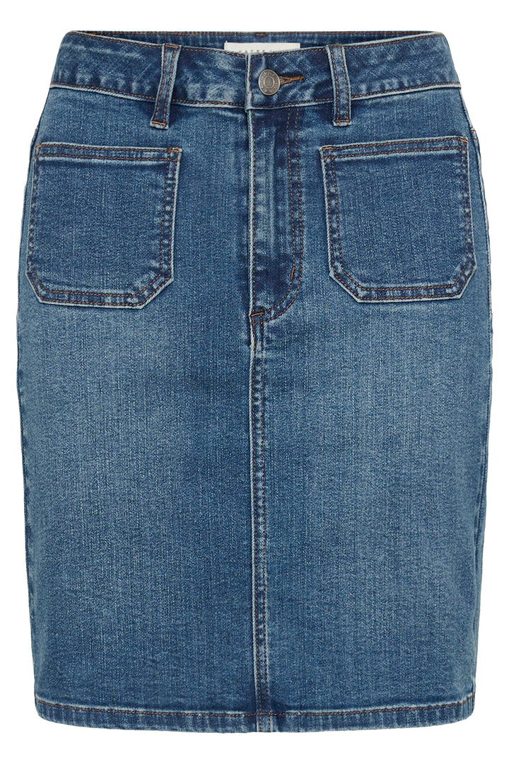Jupe en jean taille haute Brook – Ajustée en denim extensible