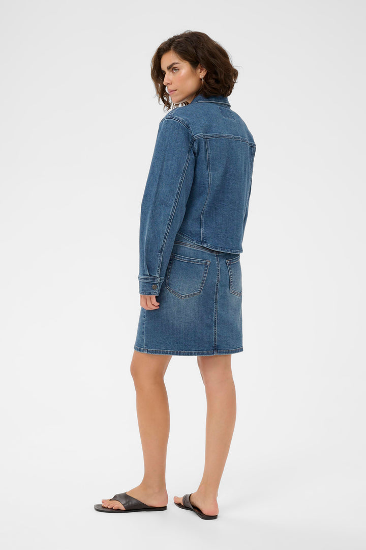 Jupe en jean taille haute Brook – Ajustée en denim extensible
