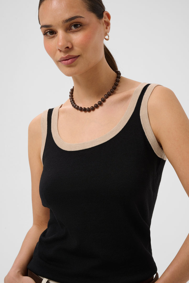 Camisole en tricot de viscose Ecovero Lizza -Soyeux à bordures contrastées