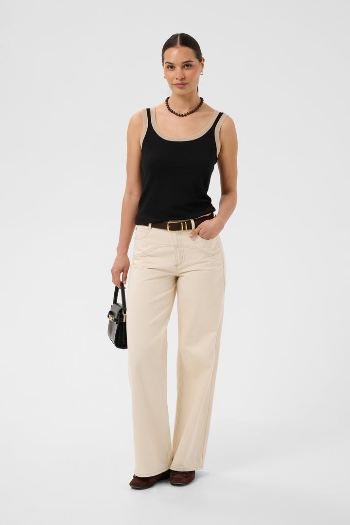 Camisole en tricot de viscose Ecovero Lizza -Soyeux à bordures contrastées