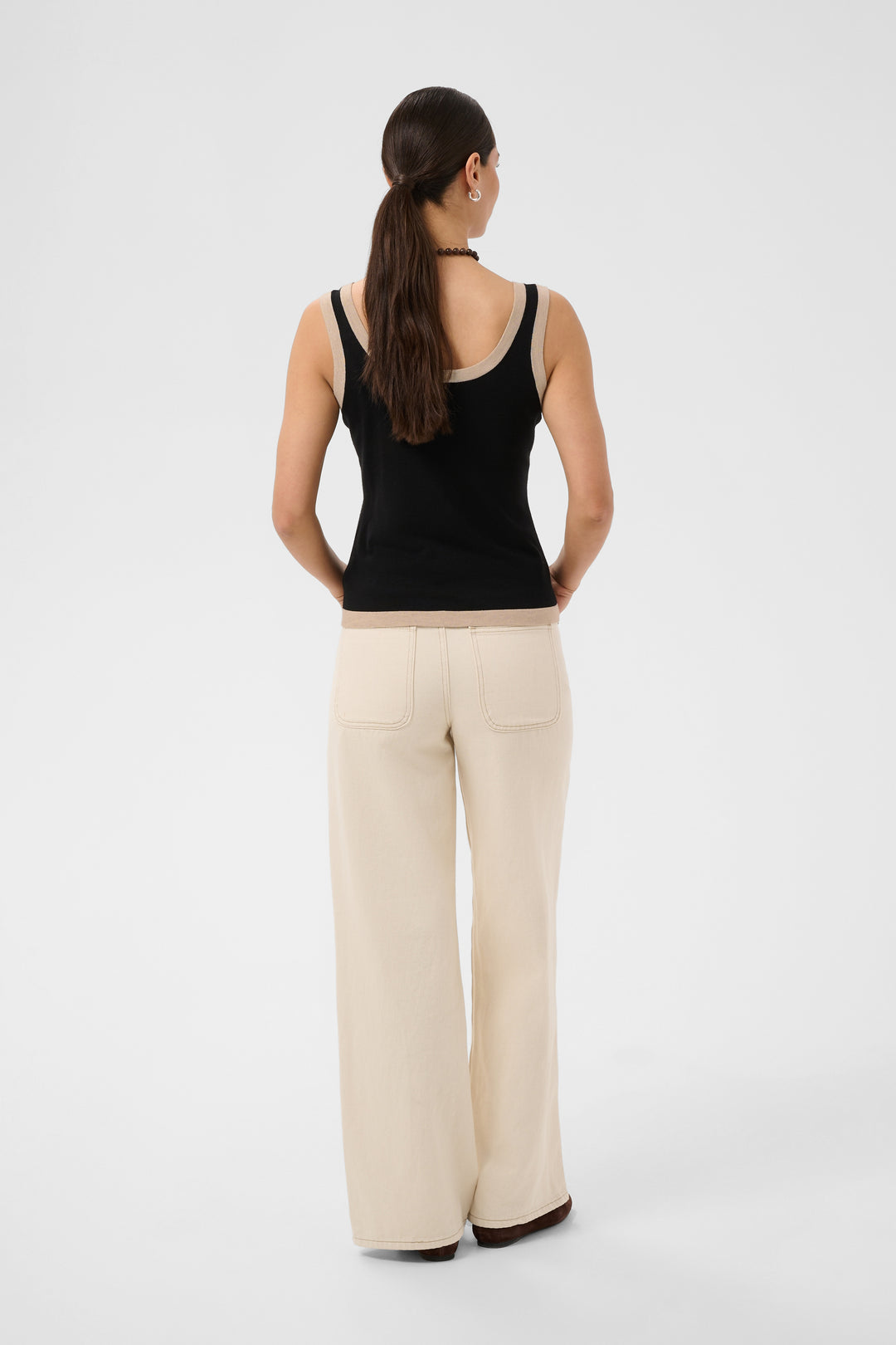 Camisole en tricot de viscose Ecovero Lizza -Soyeux à bordures contrastées