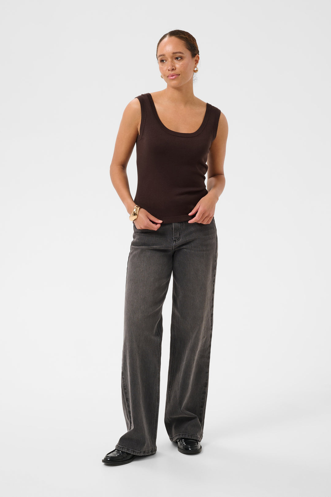 Camisole en tricot de viscose Ecovero Lizza -Soyeux à bordures contrastées