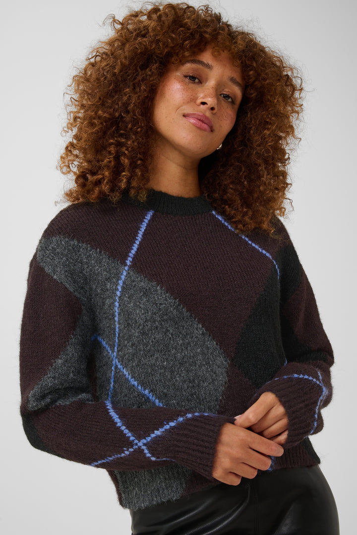 Pull en fibres recyclées mélangées Grith - Avec encolure ronde et manches longues
