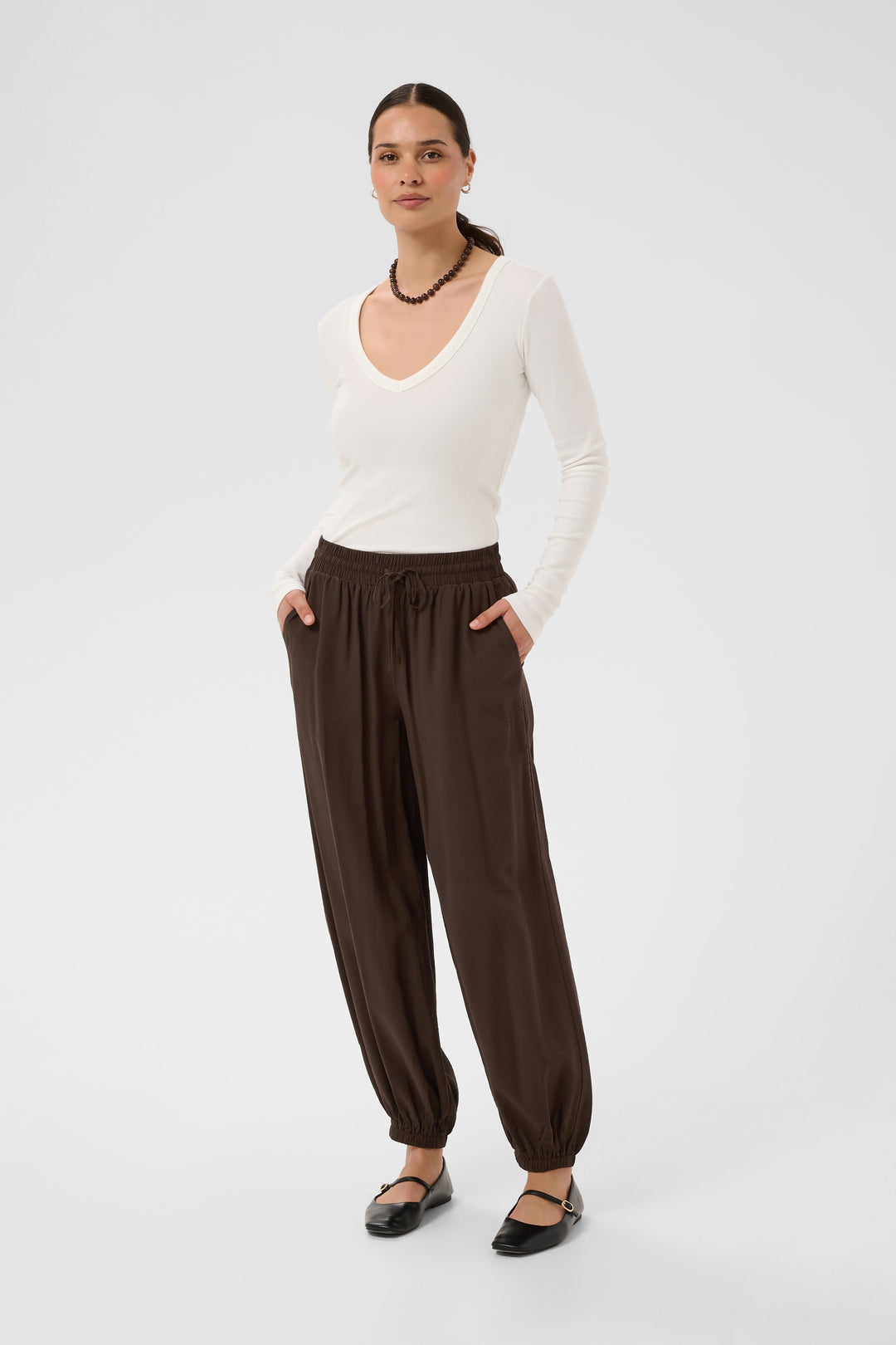 Pantalon confortable Alberta - Bouffant à taille et chevilles élastiques