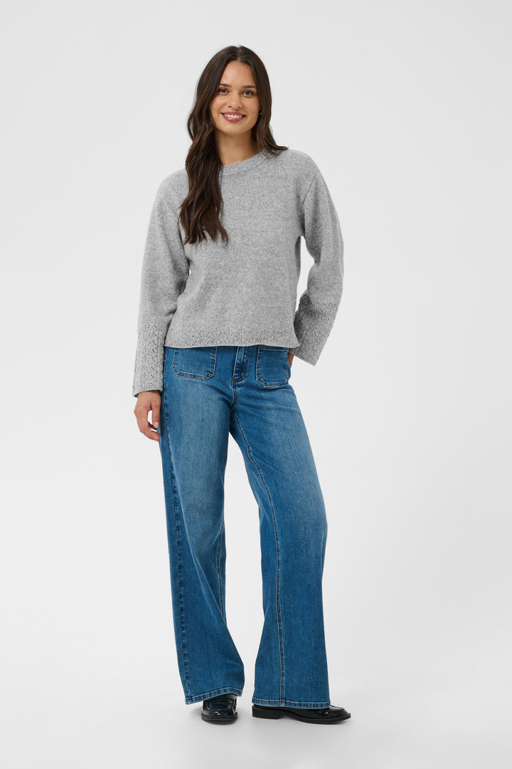 Pull de fibres recyclées mélangées Gro - Avec encolure ronde classique et manches longues