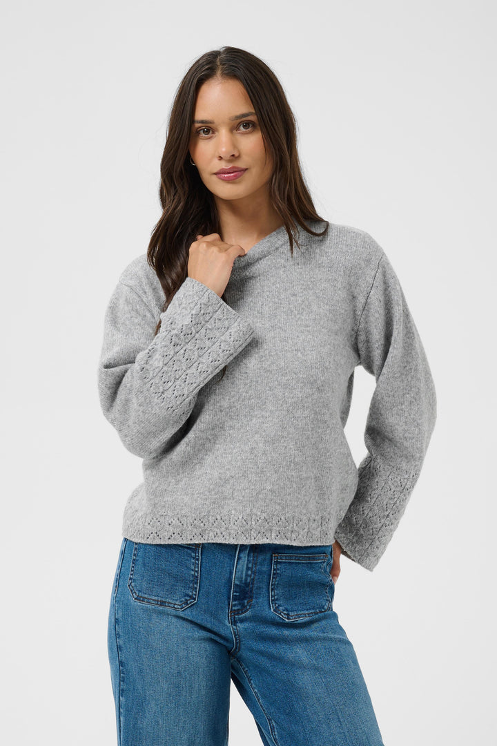 Pull de fibres recyclées mélangées Gro - Avec encolure ronde classique et manches longues