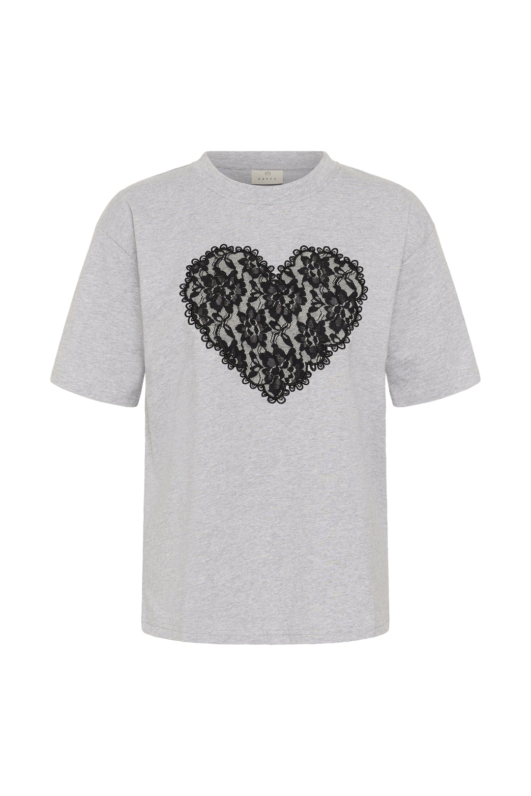T-shirt décontracté en pur coton Gloria - Avec grand cœur en dentelle noire