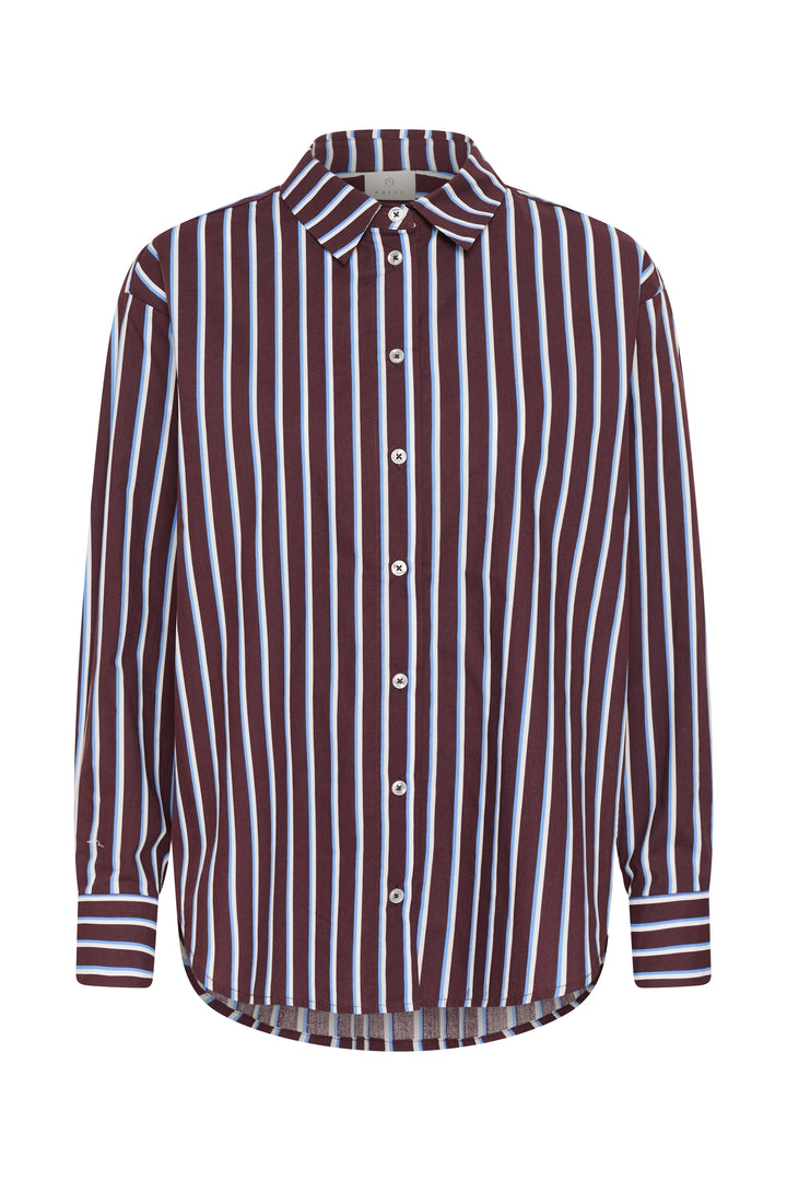 Chemise droite en pur coton Gavina - Avec rayures verticales et manches longues