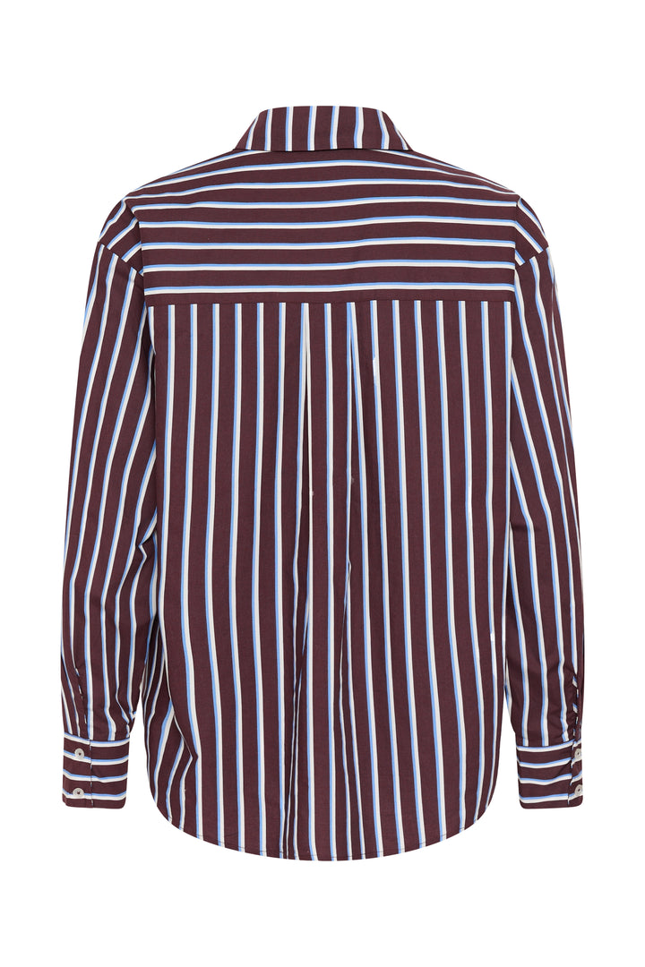 Chemise droite en pur coton Gavina - Avec rayures verticales et manches longues
