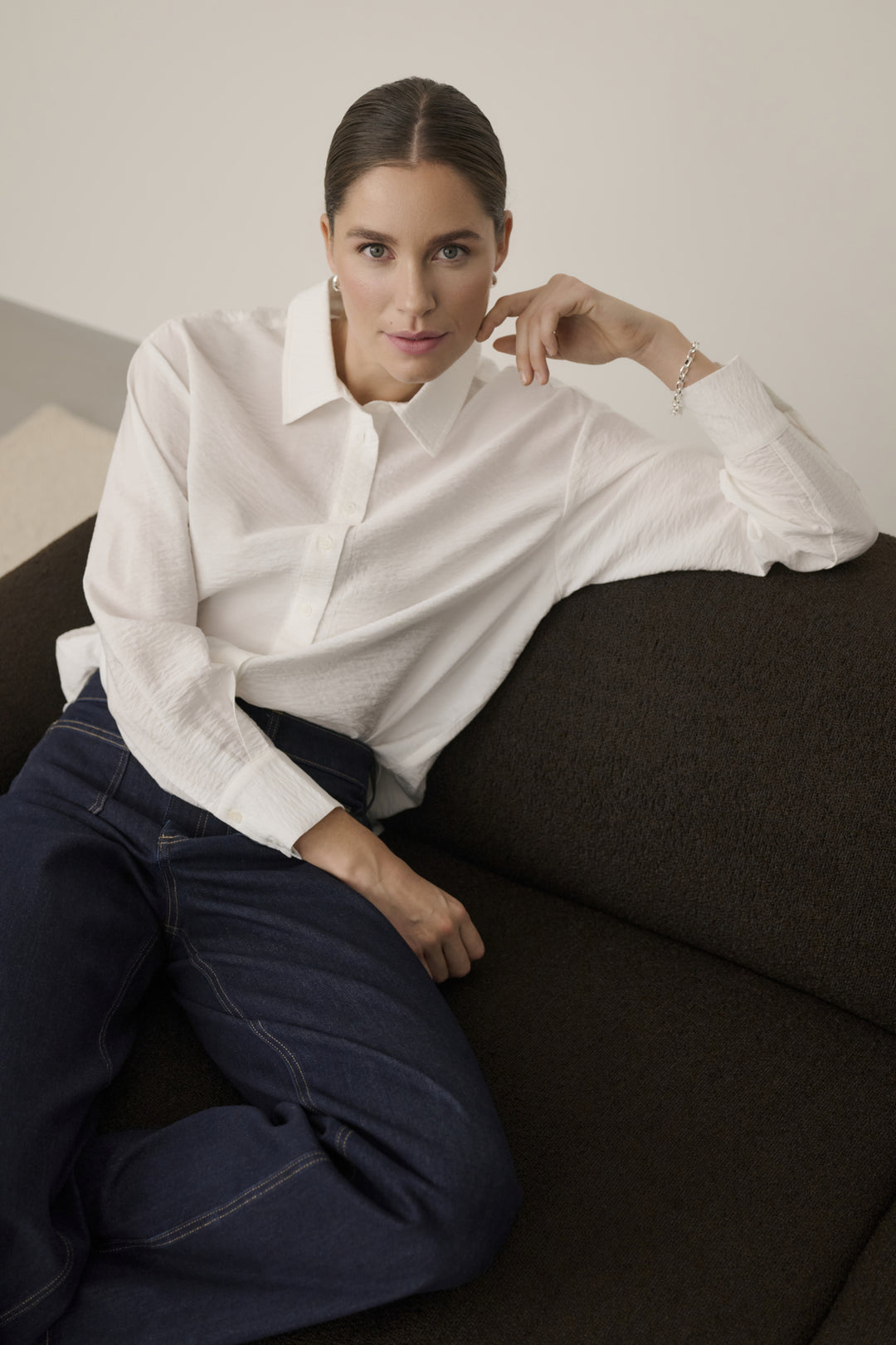 Chemise fluide en viscose écoresponsable Gilda - Avec texture et manches longues
