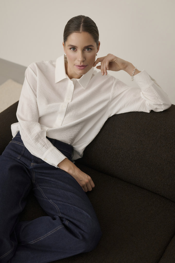 Chemise fluide en viscose écoresponsable Gilda - Avec texture et manches longues