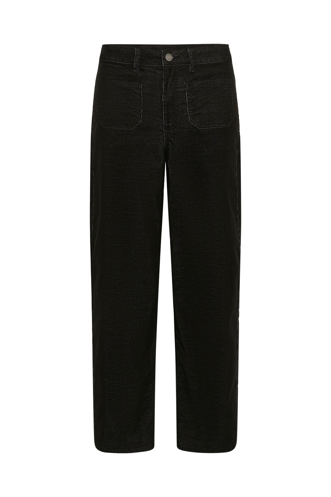 Pantalon droit structuré en coton mélangé Becca - Avec taille haute et poches pratiques
