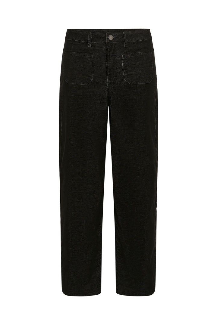 Pantalon droit structuré en coton mélangé Becca - Avec taille haute et poches pratiques