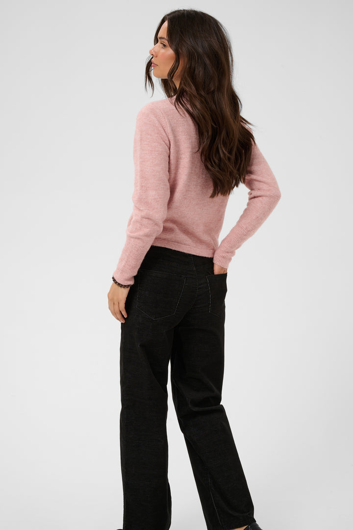 Pantalon droit structuré en coton mélangé Becca - Avec taille haute et poches pratiques