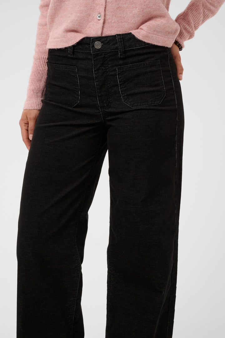 Pantalon droit structuré en coton mélangé Becca - Avec taille haute et poches pratiques