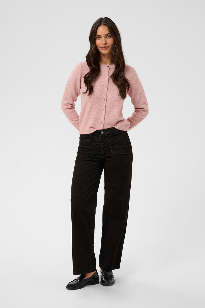 Pantalon droit structuré en coton mélangé Becca - Avec taille haute et poches pratiques