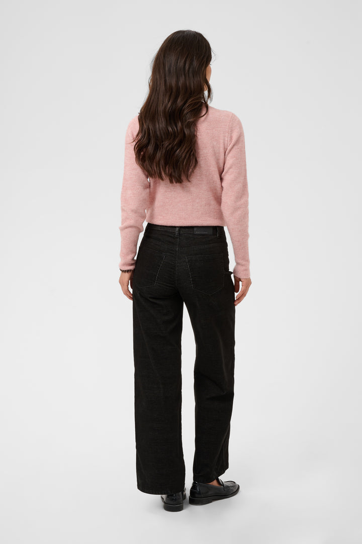 Pantalon droit structuré en coton mélangé Becca - Avec taille haute et poches pratiques