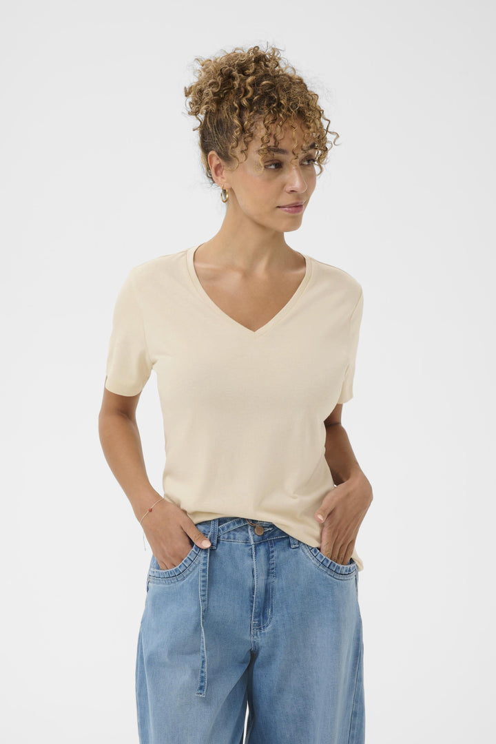 T-shirt en coton avec un col en v Naia