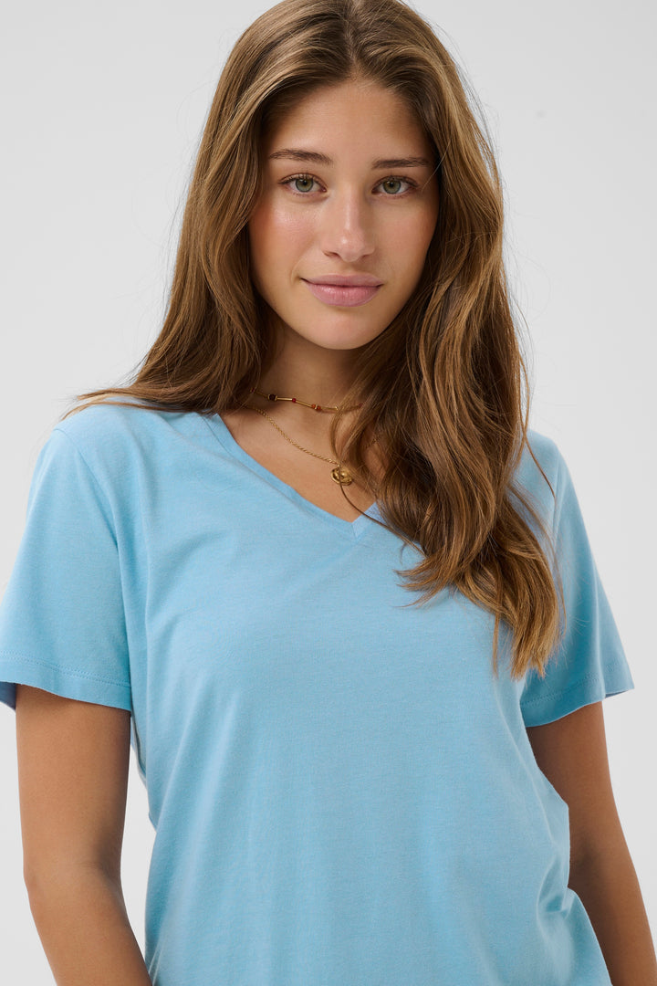 T-shirt en coton avec col en V Naia