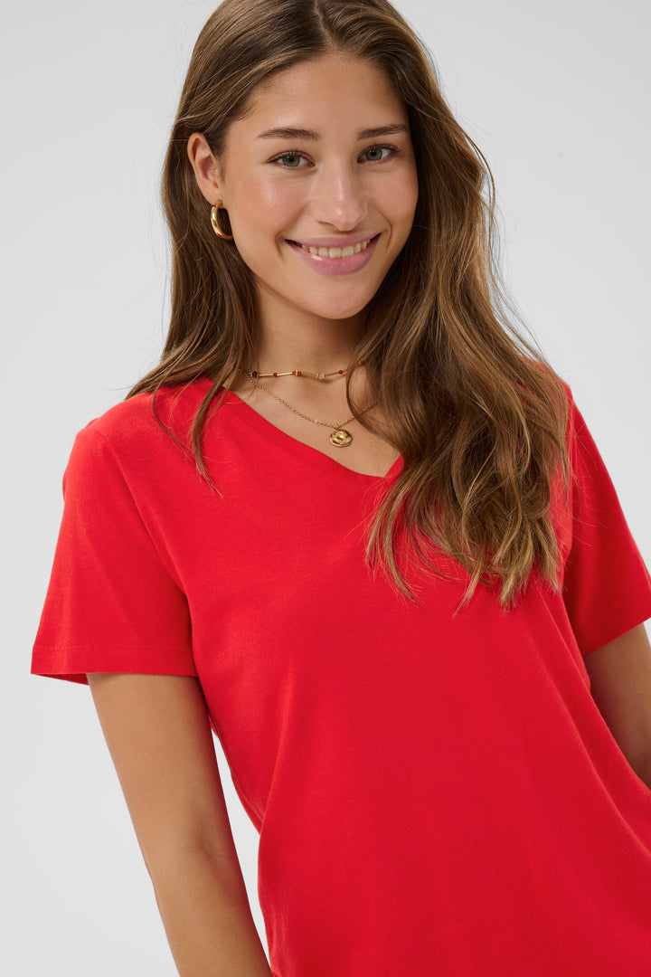 T-shirt en coton avec col en V Naia