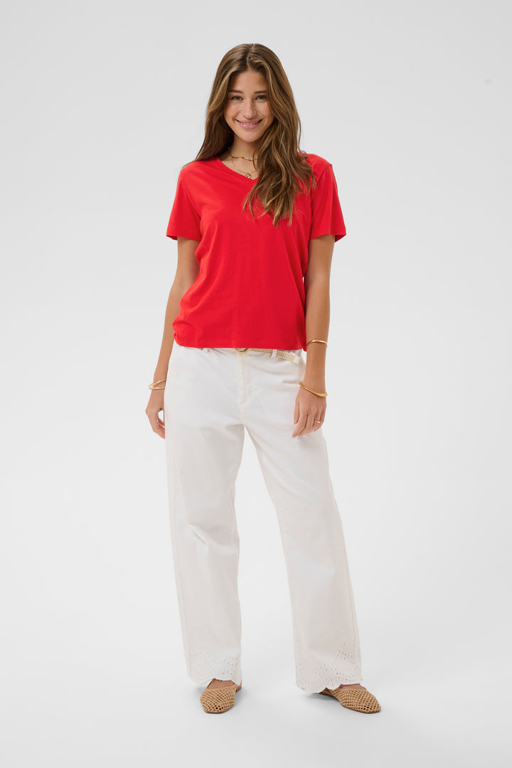 T-shirt en coton avec col en V Naia