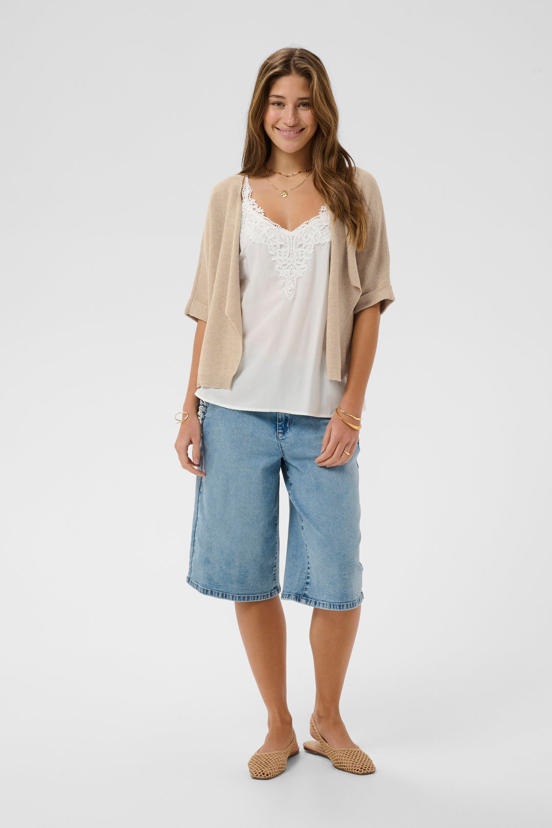 Cardigan ouvert Sillar – Tricot en pur coton et coupe drapée