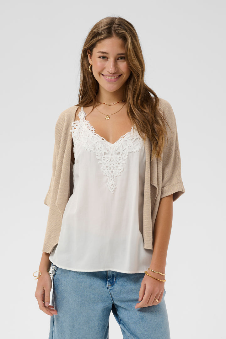 Cardigan ouvert Sillar – Tricot en pur coton et coupe drapée