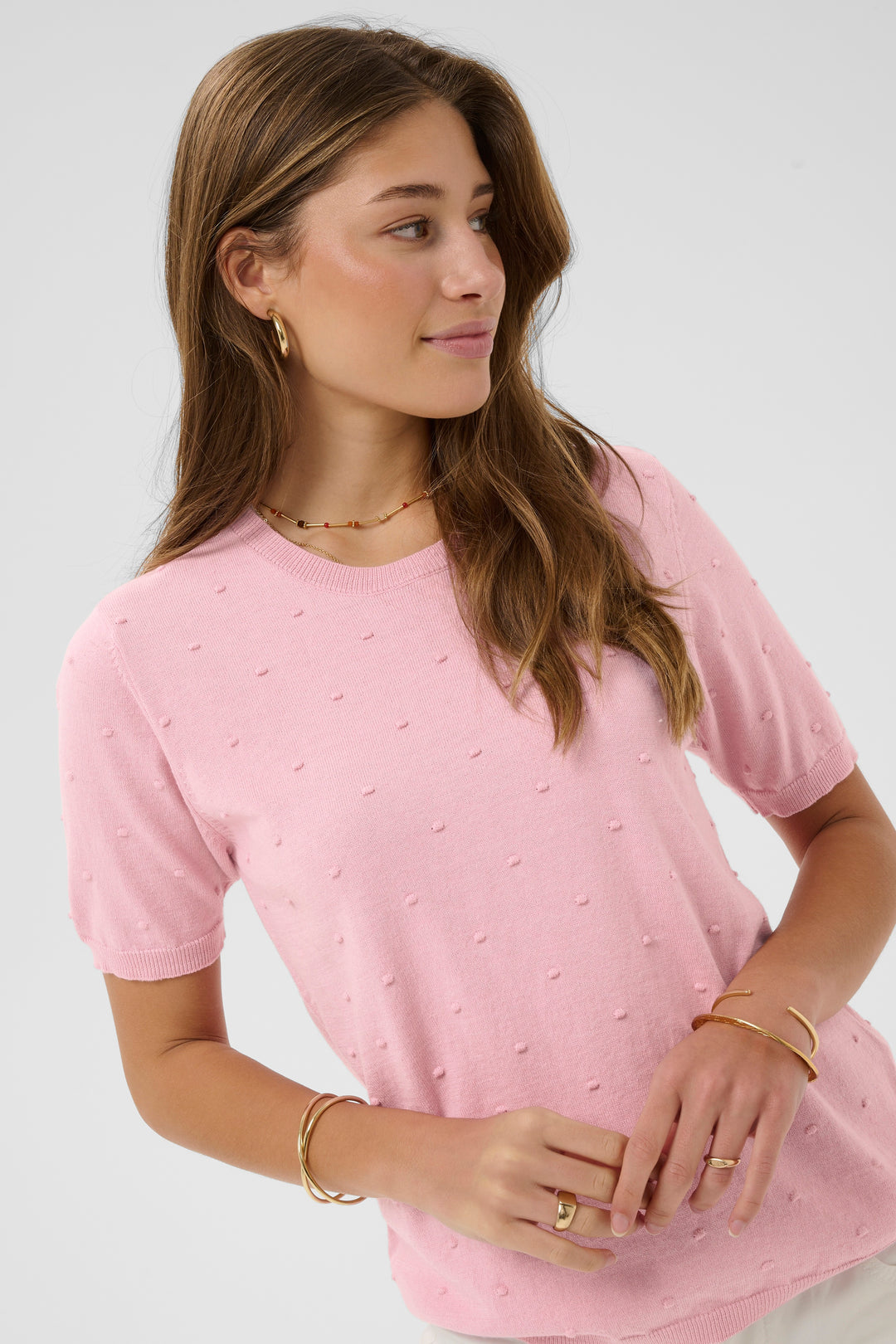 Pull en coton coupe droite Hanne - Détails brodés texturés