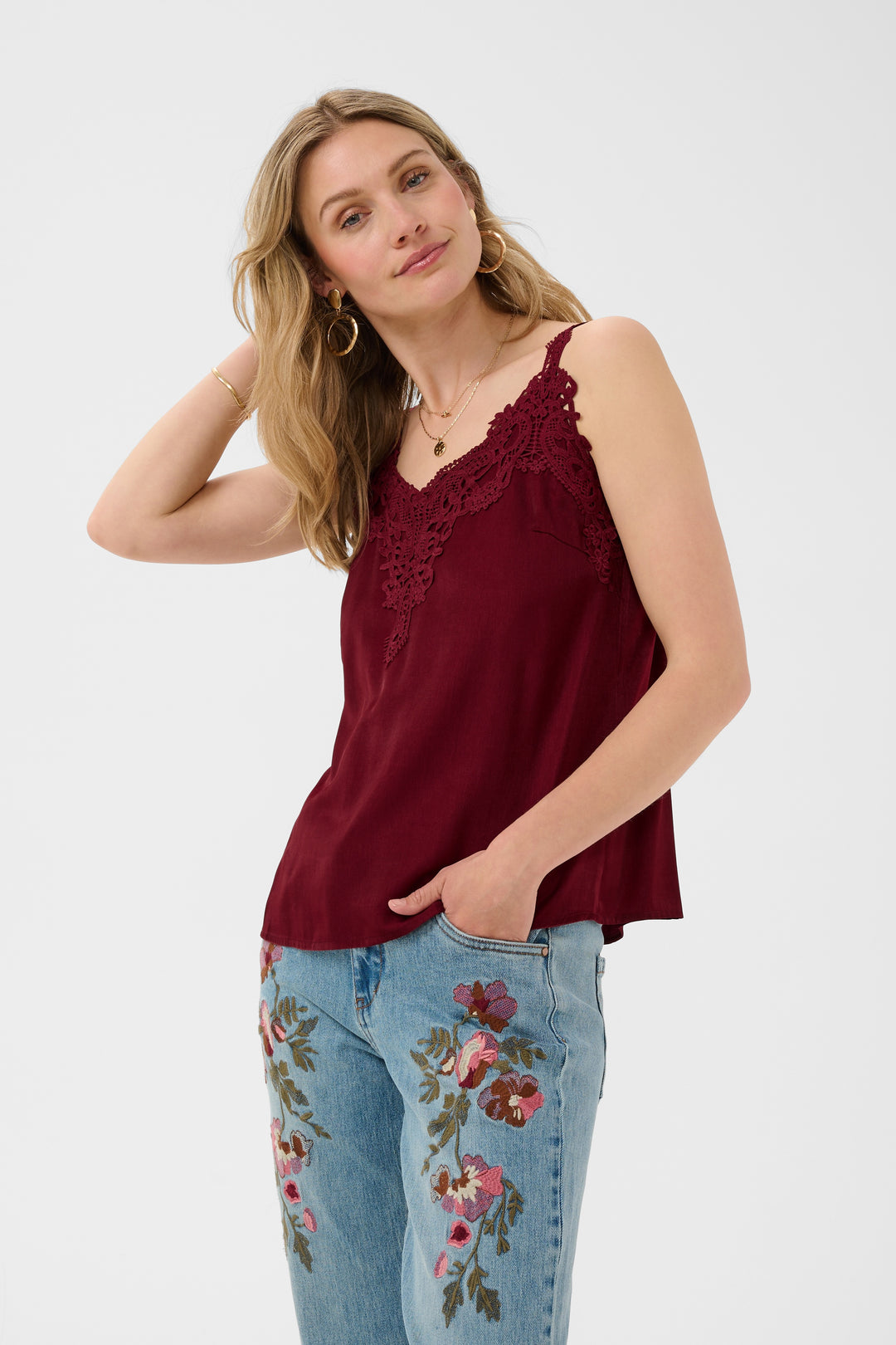 Camisole à décolleté en dentelle Anna - Tissu doux et coupe droite