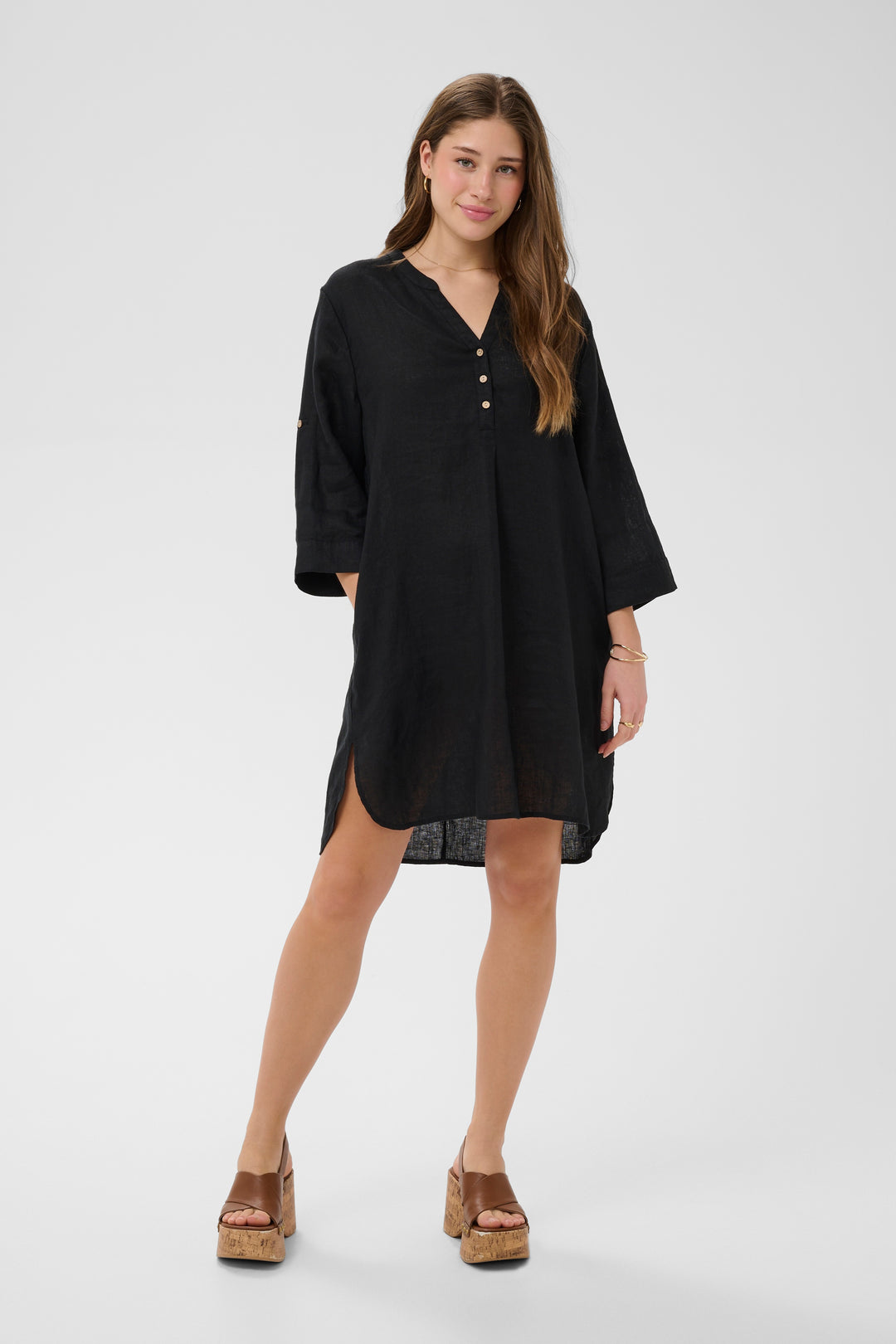Robe en pur lin Bellis - Coupe droite et manches ajustables