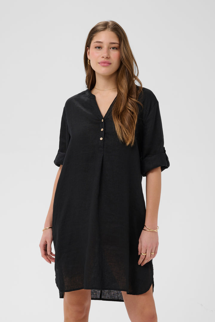 Robe en pur lin Bellis - Coupe droite et manches ajustables
