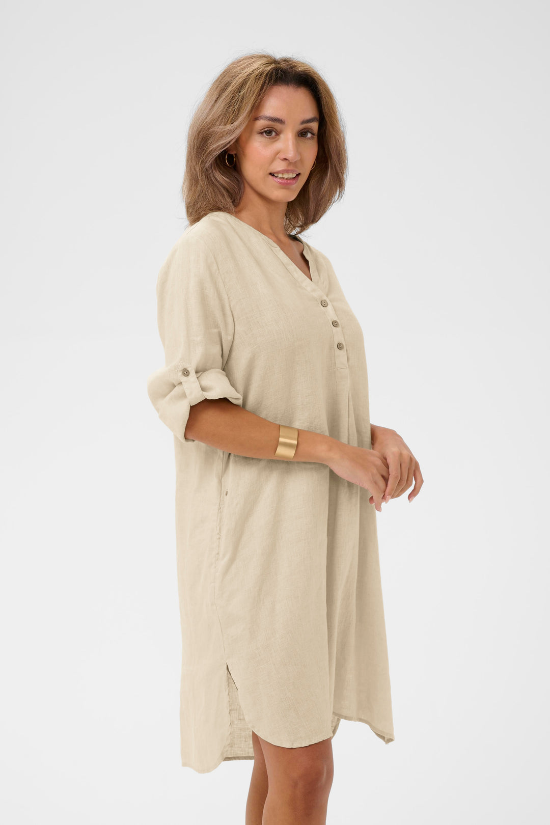 Robe en pur lin Bellis - Coupe droite et manches ajustables