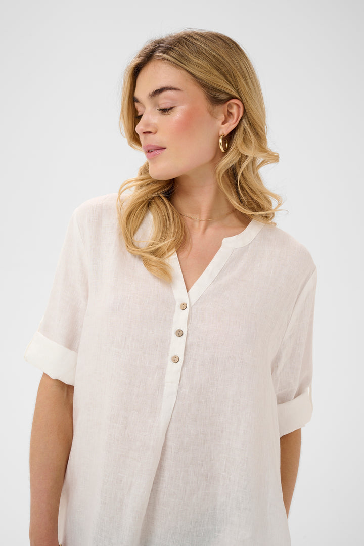 Robe en pur lin Bellis - Coupe droite et manches ajustables