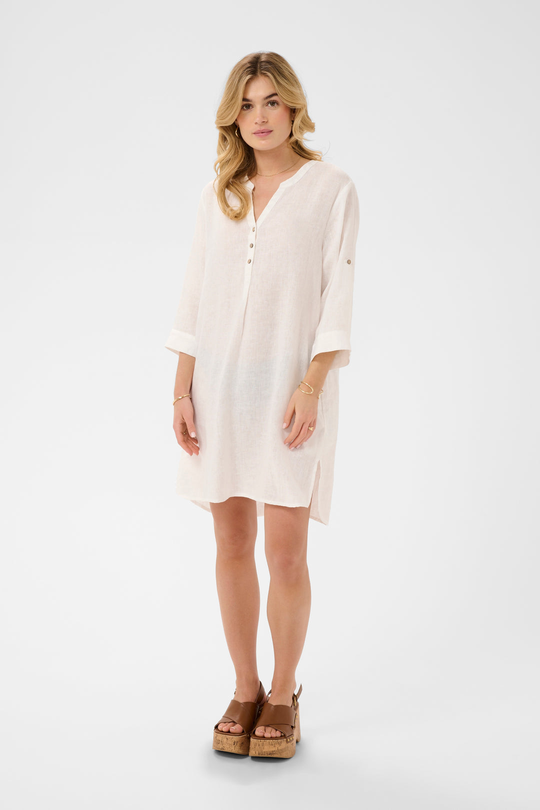 Robe en pur lin Bellis - Coupe droite et manches ajustables