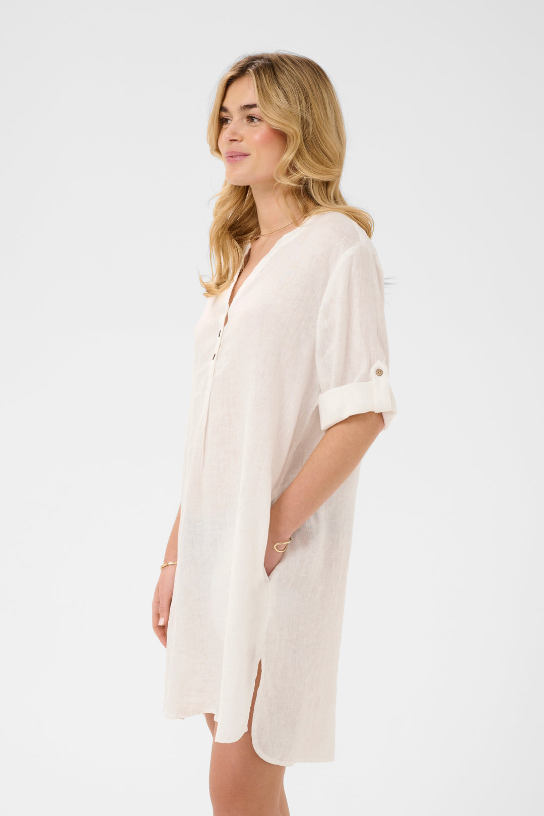 Robe en pur lin Bellis - Coupe droite et manches ajustables