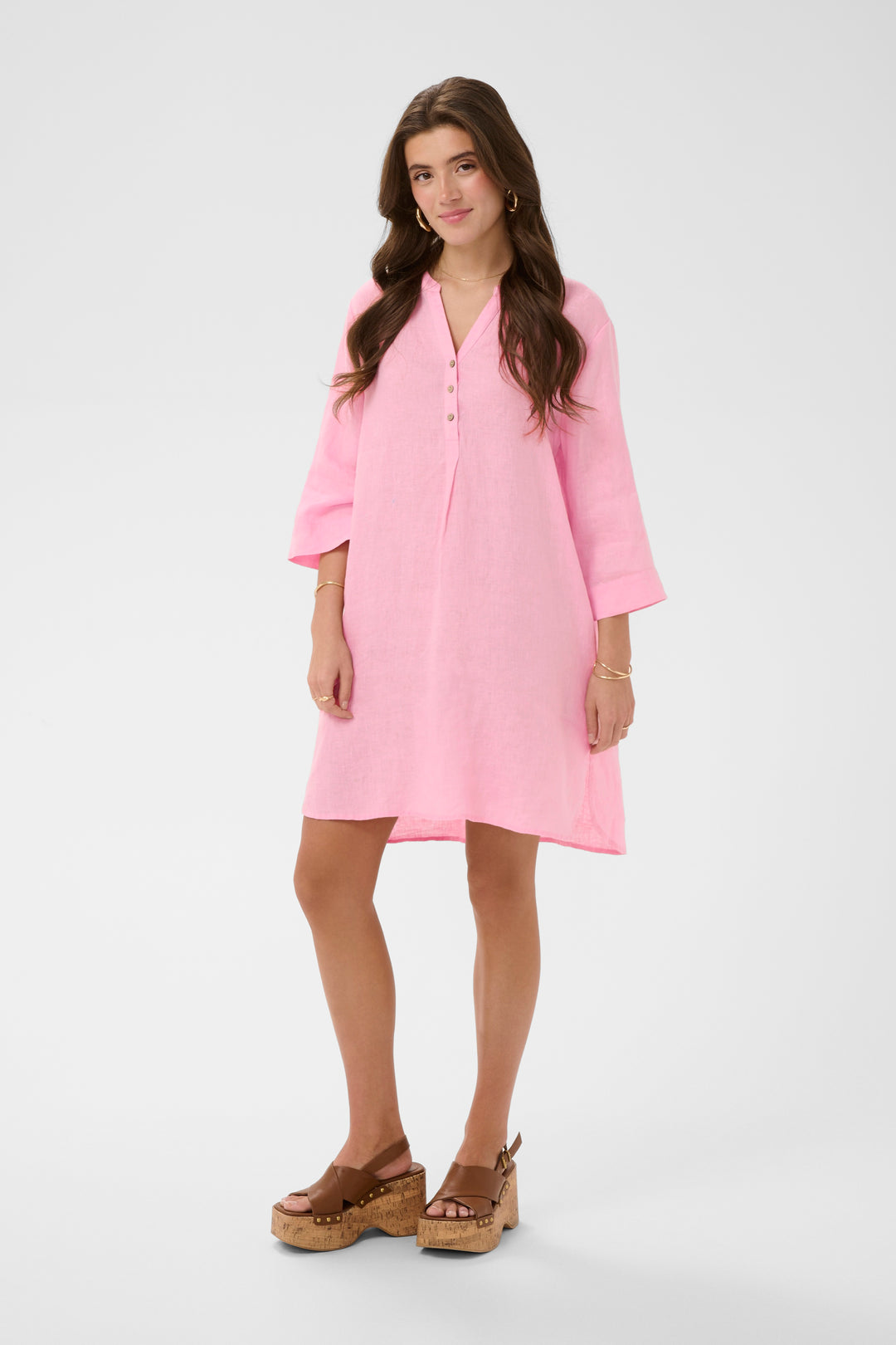 Robe en pur lin Bellis - Coupe droite et manches ajustables