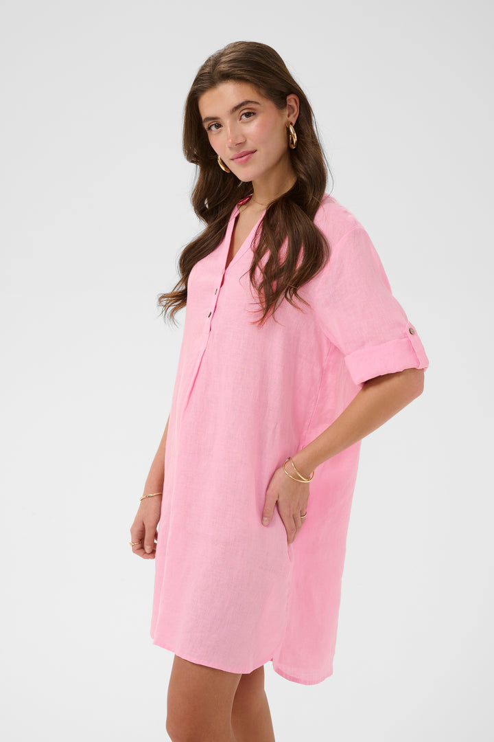 Robe en pur lin Bellis - Coupe droite et manches ajustables