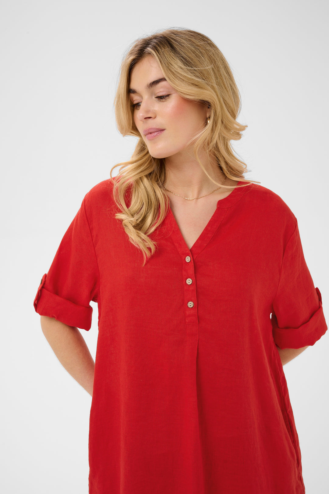 Robe en pur lin Bellis - Coupe droite et manches ajustables