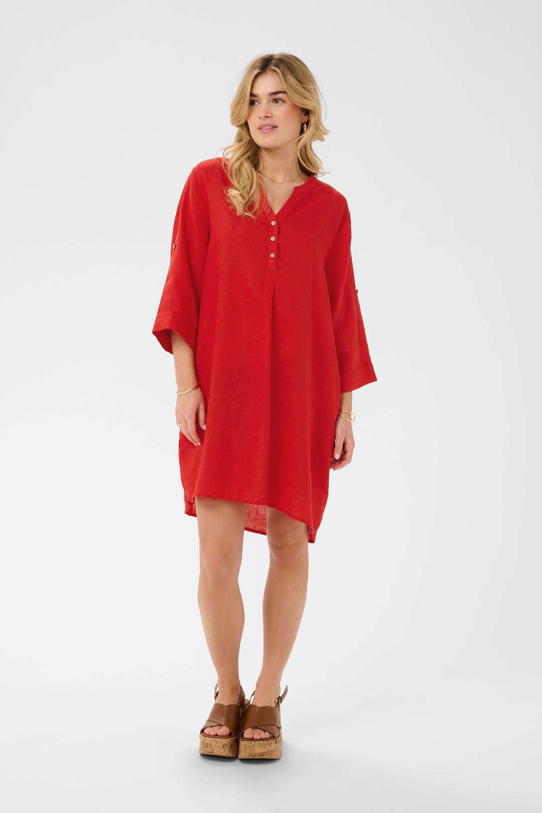 Robe en pur lin Bellis - Coupe droite et manches ajustables