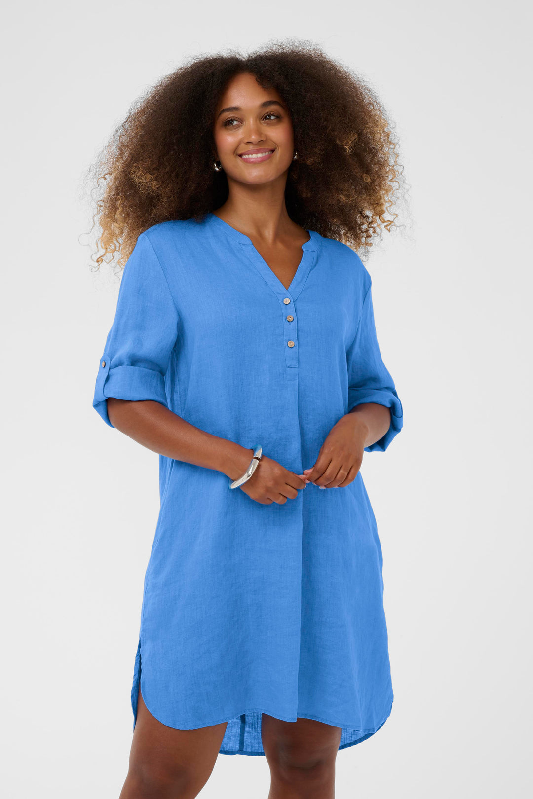 Robe en pur lin Bellis - Coupe droite et manches ajustables