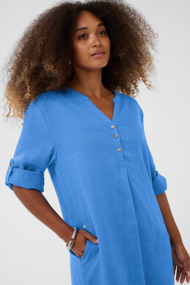 Robe en pur lin Bellis - Coupe droite et manches ajustables