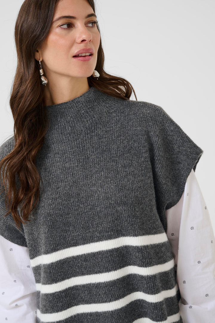 Débardeur crème avec rayures contrastées