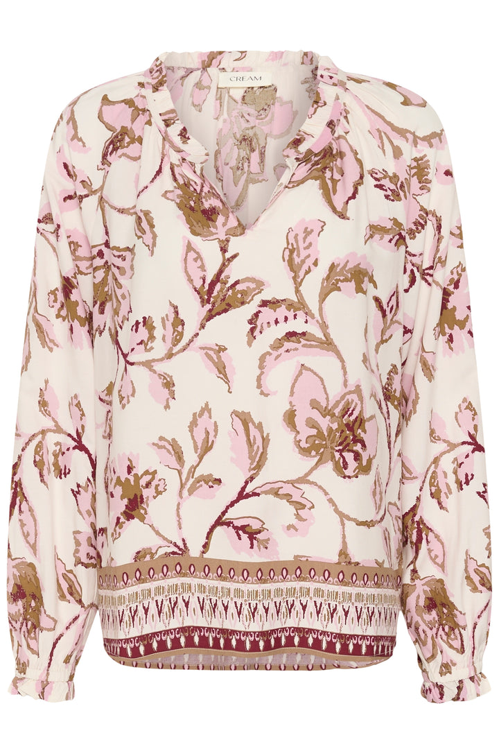 Blouse bohème Tiah - Manches longues à fleurs roses