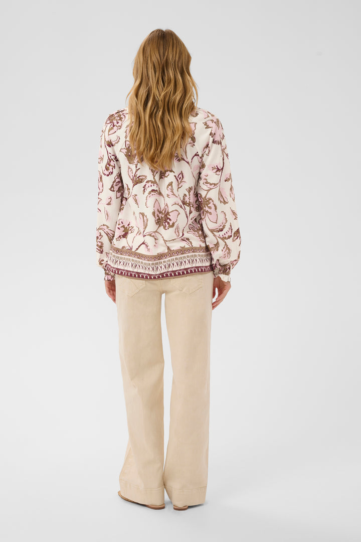 Blouse bohème Tiah - Manches longues à fleurs roses